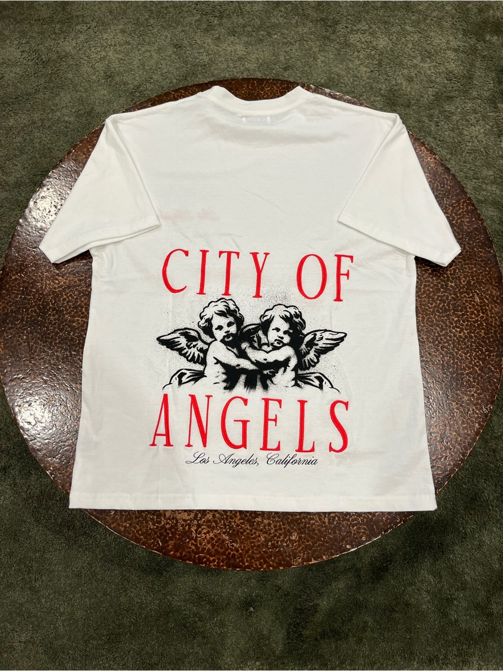 Los Angeles Cherub Embroidered Graphic Tee - White